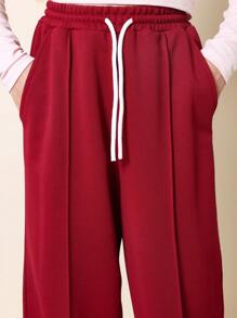 SUMWON Tween Girls Everyday Play 长袖婴儿 T 恤，带图案印花和慢跑裤 2 件套 - 酒紅色 - 查看 6