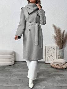 SHEIN Clasi Veste décontractée à manches longues et boutons pour femmes, couleur unie, pour le port quotidien