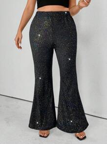 SHEIN Unity 大码高腰喇叭裤，日常休闲装 - 黑色 - 查看 4