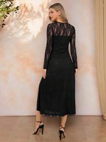Amorya Women's Elegant Black Lace-Up Hollow Out Black Dress, Suitable For Commute, Work, Daily Wear, Party, Summer' Valentines Clothes Mardi Gras Outfits Spring Valentine's Day Vacation Outfits Woman Chinese New Year Outfit Cny Dress Valentines Dress - Black - View 4