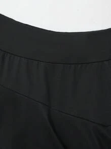 SHEIN Girls' Ruffle Hem Black Leggings, Comfortable Fashion Casual Maxi Length - Black - View 6