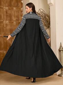 Al Najma Bescheiden elegante Arabische stijl retro print kaftan voor dames, gewaad abaya