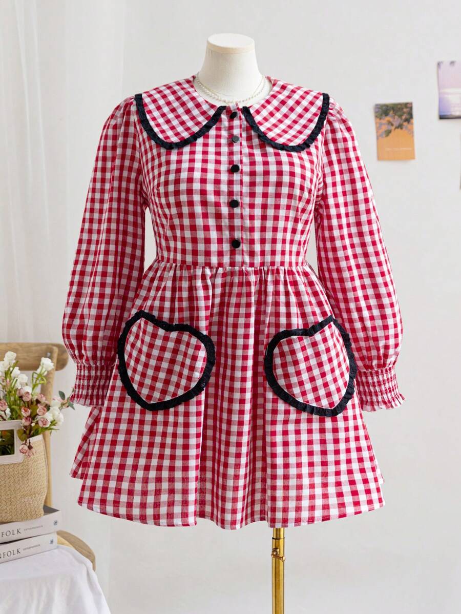 Soleia Váy chữ A cổ Peter Pan dáng dài có túi trái tim cho kỳ nghỉ dành cho nữ cỡ lớn - Nhiều màu - Xem 1