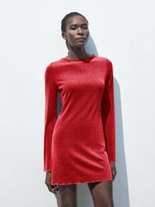 Maija Váy ngắn lấp lánh màu đỏ mới cho nữ mùa xuân và mùa hè, thành thị, hiện đại, thanh lịch, không tay, đi làm hàng ngày, thích hợp để đi nghỉ, tiệc ngày lễ, mặc khi đi hẹn hò - Đỏ - Xem 4