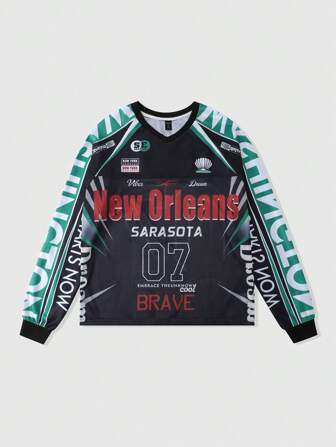 Prep Maglia sportiva a maniche lunghe da uomo in tessuto a rete e patch, maglia atletica