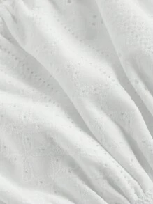 SHEIN MOD Plus Size White Tee With Gathered Bust, Waistline Jacquard,Casual Tops,Babydoll Women Tee,Summer Tops Women,Cute Tops Women - White - View 4