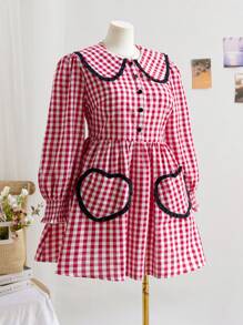 Soleia Váy chữ A cổ Peter Pan dáng dài có túi trái tim cho kỳ nghỉ dành cho nữ cỡ lớn - Nhiều màu - Xem 7