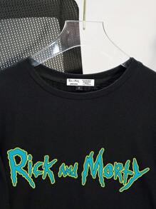Rick and Morty X SHEIN Women Casual Loose Round Neck Short Sleeve T-Shirt, Suitable For Summer
