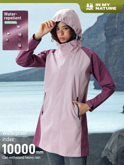 In My Nature 女士拼色插肩袖拉链口袋连帽户外防雨夹克