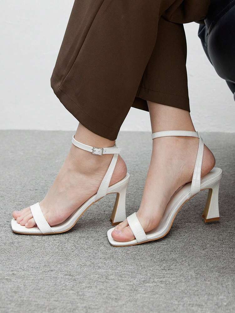 CUCCOO BIZCHIC Women's Fashion Simple Commuter Versatile Comfortable Strap Square Toe High Heel Sandals Spring Shoes Spring Break Easter For Christmas Spring Shoes