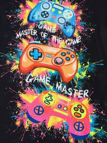 4pcs/Set Boys' Vivid Cartoon Game Pattern Comfortable Short Sleeve Shorts Tight Fit Pajama Set - Multicolor - View 6