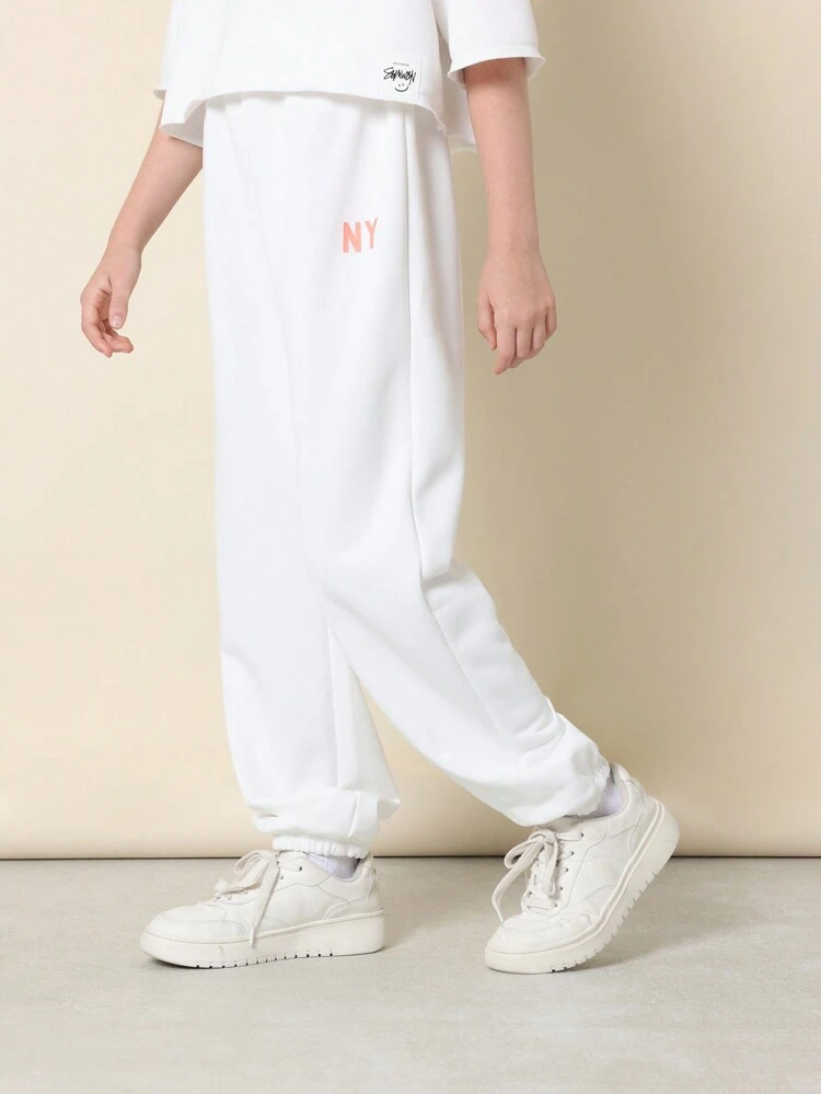 Comfortable Teen Girls City Print Jogger Sweatpants