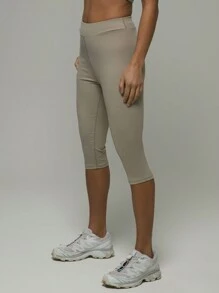 Musera Sport Capri Leggings ,Padel, Tennis, Pickleball Gym Fitness - Khaki - View 3