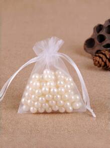 SHEIN 50/10Pcs Clear Gift Wrapping Bags, Various Sizes Suitable For Wedding, Party, Travel, Birthday, Anniversary Drawstring Organza Bags Gift Wrapping Bags, Suitable For Jewelry, Candy, Stationery And Other Small Items. Also Suitable For Decoration, Fruit Packaging And Pest-Proof Storage. Ideal For Parties And Dining Occasions, Perfect For Holiday Gifting-White