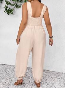 SHEIN Frenchy Combinaison casual avec chevilles revers, sans manches, pour grandes tailles, pour les vacances