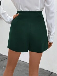 SHEIN Clasi Jupe-culotte élégante et ample avec décoration de chaîne métallique pour femme - Vert sapin - Voir 2