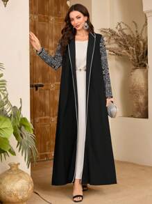 Al Najma Bescheiden elegante Arabische stijl retro print kaftan voor dames, gewaad abaya