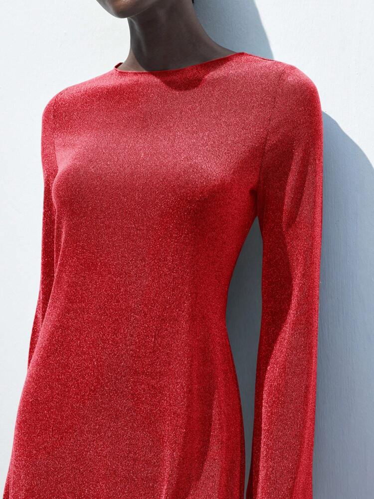 SHEIN Maija Spring And Summer New Red Glitter Women's Short Dress, Urban, Modern, Elegant, Sleeveless, Daily Casual Commuting, Suitable For Going Out On Vacation, Holiday Party, Wedding Date Wear Business Casual Women's Wear, Office Wear, Low-Key Old Money Style, Effortless Temperament, High-End Urban Commuting, The Same Style As The Editor-In-Chief Of The Magazine, Urban Social Vacation Party Wear, Charming, Low-Key And Durable Basic Style, Versatile And Not Picky Clothing, Street Fashion Wear, Clothing, Coffee Shop, Relaxed Wear