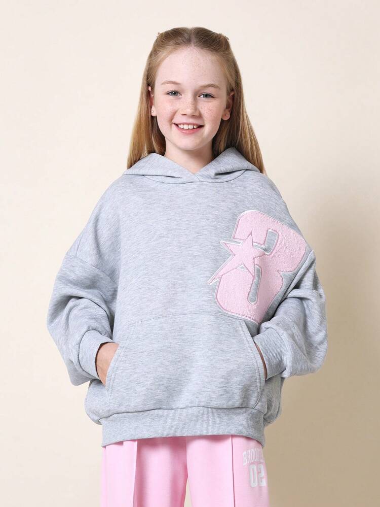Cozy Oversized Pink Applique Sweatshirt
