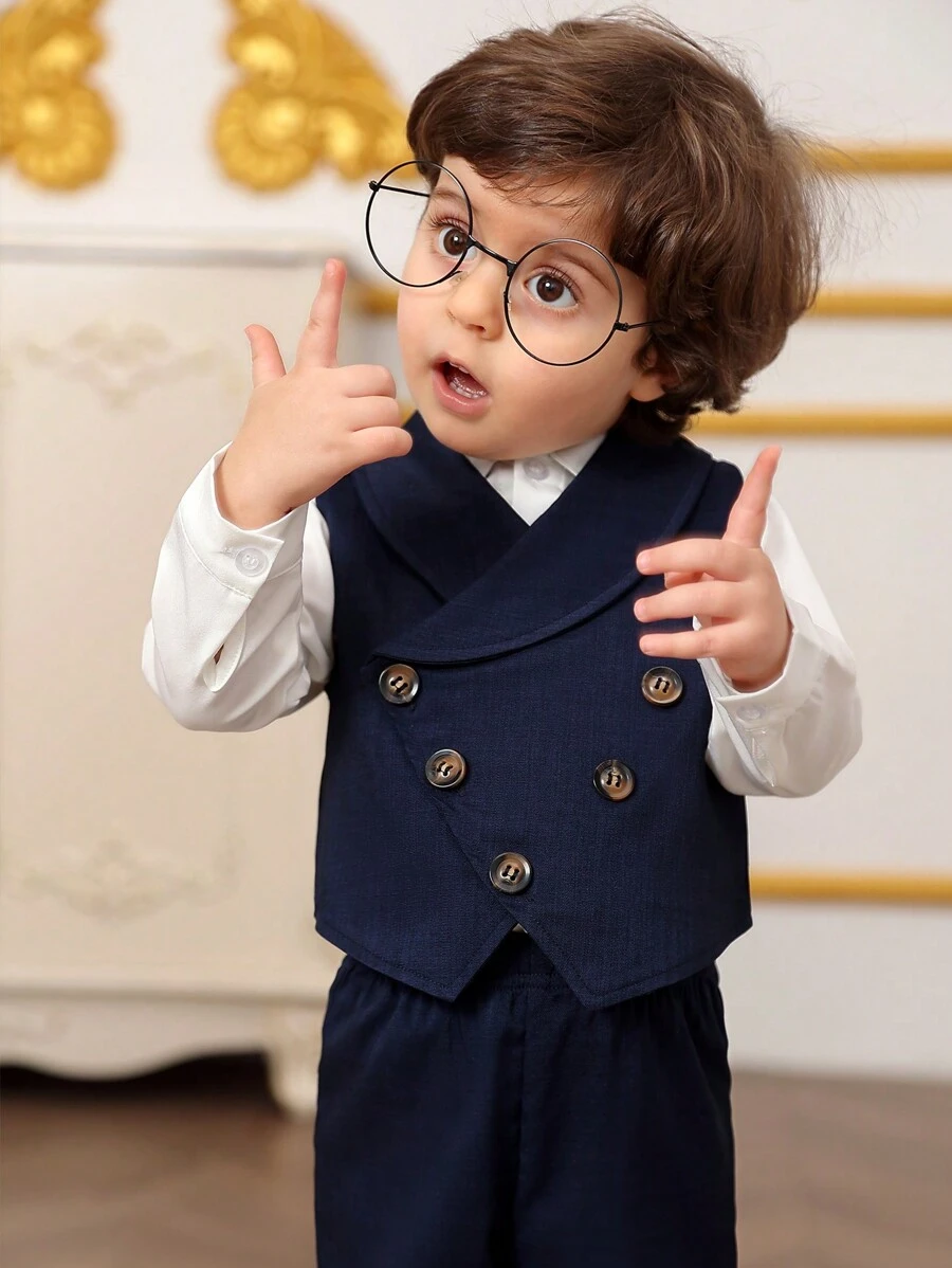 Baby Boy Formal Suit Set, Gentleman Outfit, Holiday Party Attire - Royal Blue - View 1