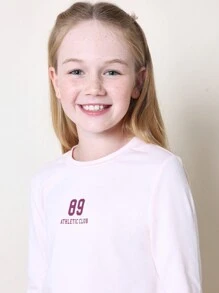 SUMWON Tween Girls Everyday Play 长袖婴儿 T 恤，带图案印花和慢跑裤 2 件套 - 酒紅色 - 查看 5