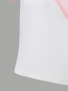 SHEIN Explorewe 2pcs/Set Tween Girls Round Neck Short Sleeve Heart Print Minimalist Top And Long Pants Set - Multicolor - View 4