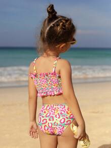SHEIN Young Girl Delicate Strap Printed Bikini Top And Bottom Swimwear Set - Multicolor - View 2