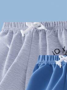 3pcs/Set Young Boys' Casual Vacation School Style Cute Smiling Face Graphic Print Loose Fit Knitted Shorts Set, 3 Colors