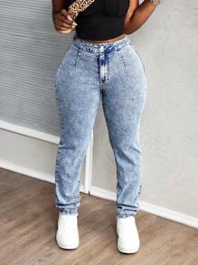 SHEIN Slayr Women's High Waist Skinny Casual Versatile Denim Jeans