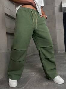 Manfinity Hypemode Men's Simple Front Tie Pocket Straight Casual Jeans - Army Green - View 4