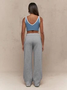 MISSGUIDED 优质羊毛阔腿运动裤运动家居服带口袋抽绳腰部舒适健身瑜伽裤适合健身休闲居家健身房