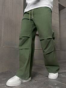 Manfinity Hypemode Men's Simple Front Tie Pocket Straight Casual Jeans - Army Green - View 6