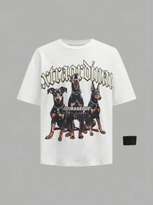 SHEIN 青少年女孩三件套：圆领图案印花短袖 T 恤、裤子和腕带 - 彩色 - 查看 8