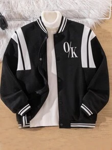 Áo khoác cardigan dệt kim họa tiết chữ thể thao thường ngày cho bé trai tuổi mới lớn - màu đen - Xem 1