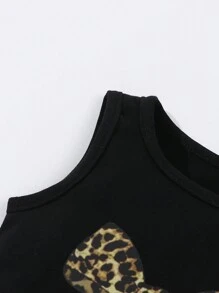 2-teiliges Set für Baby Mädchen: Lässiges vintage Leoprint Trägerhemd mit Schleifen-Dekor & einstellbare Ziehband Leopard Jeans-Hose - Verschiedenfarbig - Übersicht 5