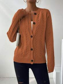 Chiquease Women Plain Front Button Long Sleeve Casual Top, Daily Wear