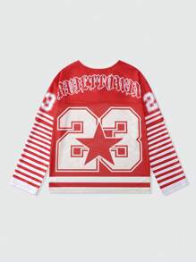 ROMWE MEN Prep Men's 2 In 1 Double Sleeve Long Sleeve T-Shirt, Sports Long Sleeve T-Shirt, Athletic Jerseys - Red - View 2