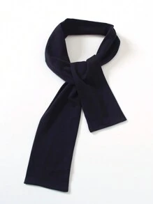 SHEIN 2pcs Young Boys Casual Blue & White Striped Collared Long Sleeve Shirt And Knit Scarf Set, Spring/Autumn