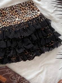 Soleia Quần short ren họa tiết da báo cho nữ, kỳ nghỉ - Nhiều màu - Xem 7