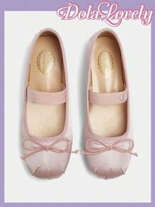 Dola Lovely 1 Pair Women's Mary Jane Flat Shoes, Pink Bow & Rhinestone Decor Slip-On Flats, Versatile Comfortable Shoes Suitable For Outdoor Wear Spring Shoes Spring Break Easter