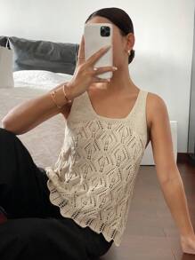 SHEIN Frenchy Blusa de punto informal de ajuste ceñido con tirantes anchos de unicolor para mujer