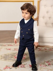 Baby Boy Formal Suit Set, Gentleman Outfit, Holiday Party Attire - Royal Blue - View 3