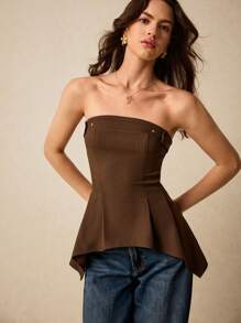 Poéselle Women's Plain Minimalist Top, Western Wear Women,Going Out Tops Women,Y2k Clothes,Concert Outfit Women,Suitable For Daily, Street, Dating, Commuting, Home And Other Occasions To Wear