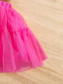 SHEIN 女婴荷叶边不对称肩上衣和迷你裙 2 件套，可爱优雅的夏季服装