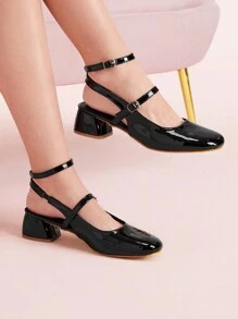 CUCCOO DOLLMOD Women's Glossy Fashion High Heel Pumps Spring Shoes Spring Break Easter - Black - View 1