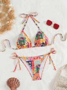 SHEIN Bộ Bikini In Nhiều Màu Sắc Cho Nữ Đi Nghỉ Mát Và Đi Biển Mùa Hè - Nhiều màu - Xem 6