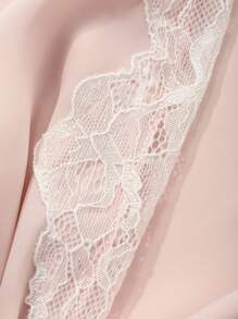 DAZY Women's Short Sleeve Lace Patchwork Ruffle Sleeve Sleepwear Robe