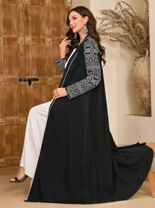Al Najma Bescheiden elegante Arabische stijl retro print kaftan voor dames, gewaad abaya