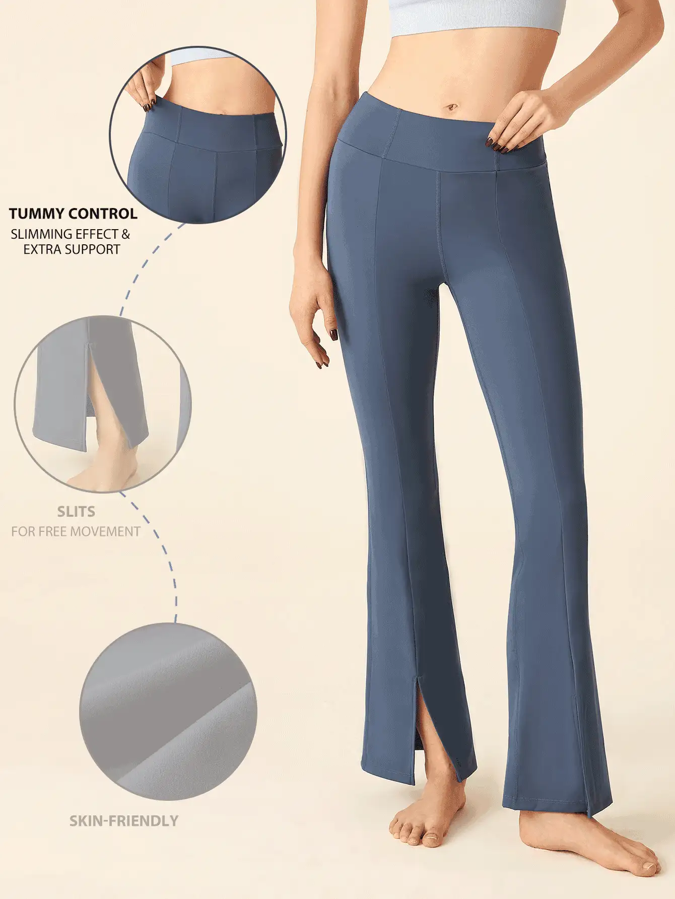 SHEIN Sports Solid Color Simple Fashion Casual Daily Sports Pants - Dusty Blue - View 3
