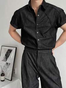 DAZY Summer Plain Denim Shirt Set